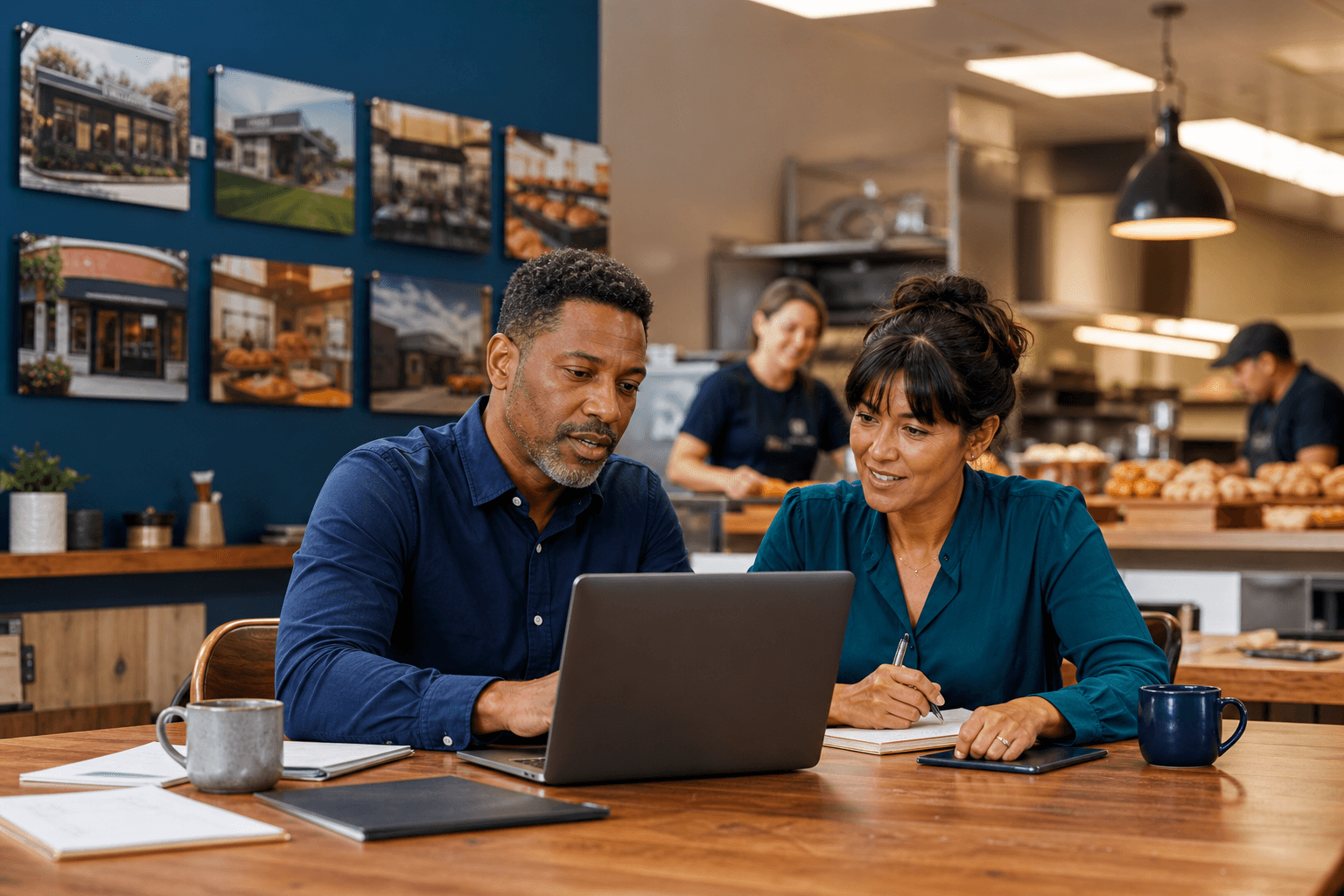 Several branch managers reviewing customer service operations together